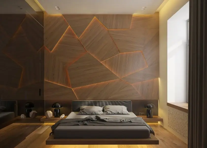 Kamar Hotel Mewah dengan Panel Dinding